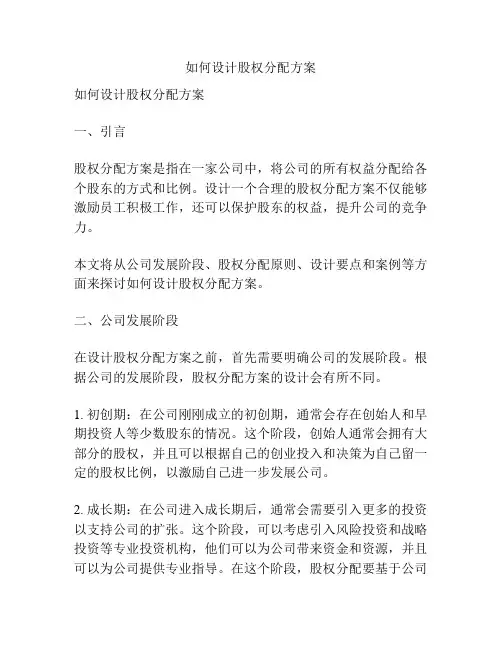 如何设计股权分配方案