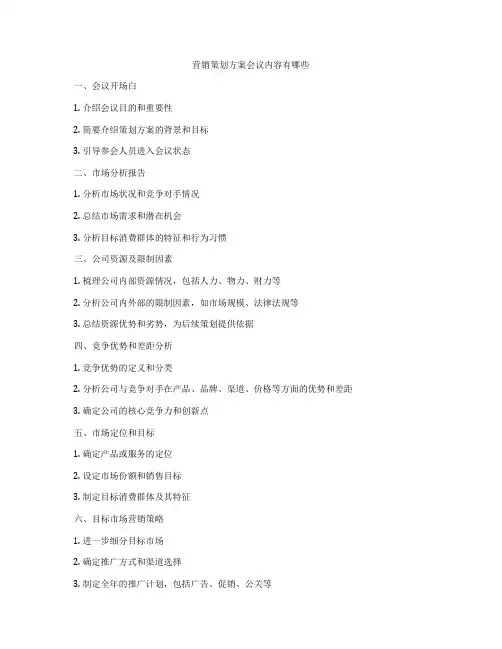 营销策划方案会议内容有哪些