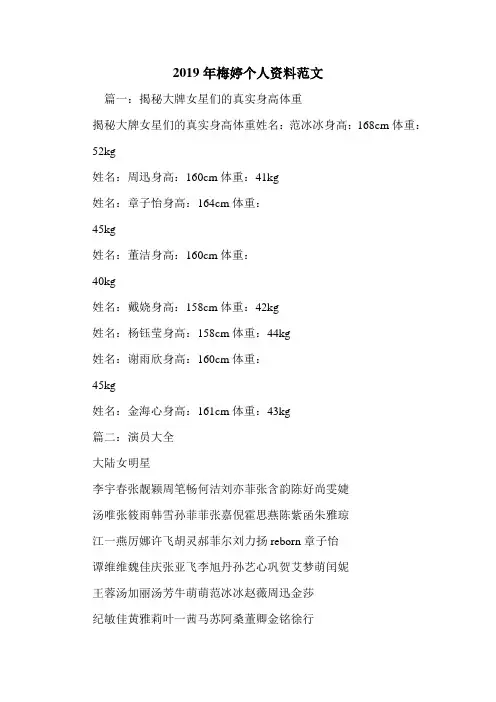 2019年梅婷个人资料范文.doc