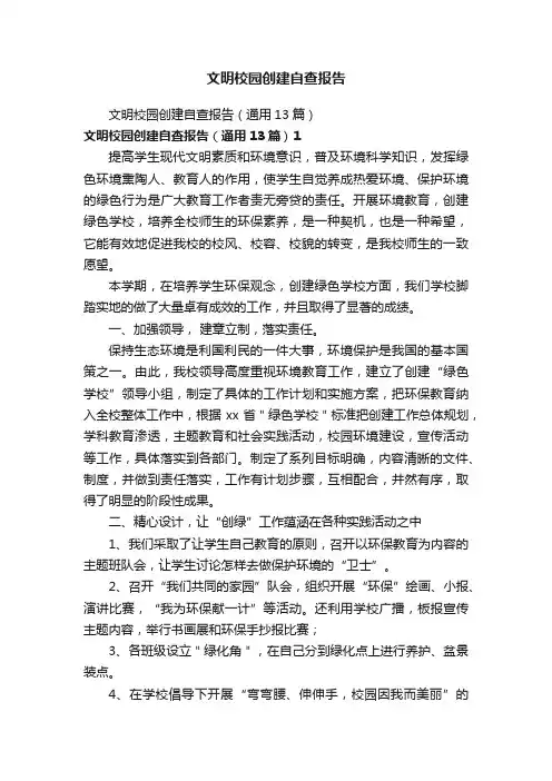 文明校园创建自查报告