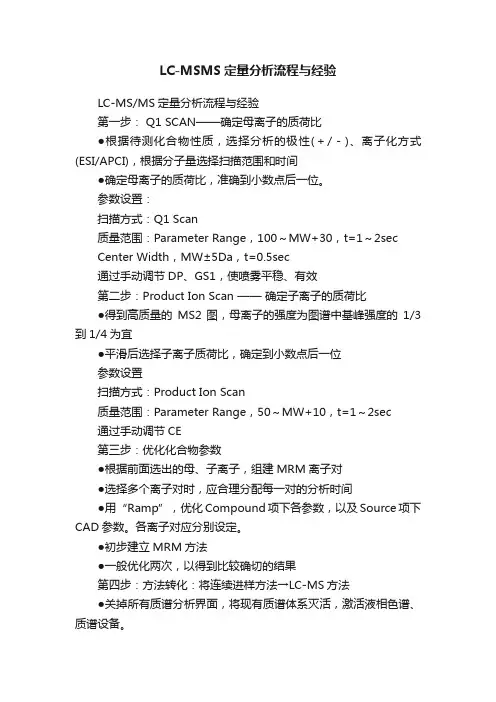 LC-MSMS定量分析流程与经验
