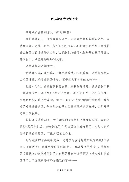 遇见最美古诗词作文
