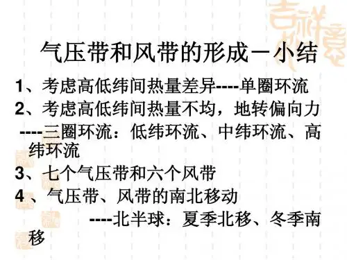上课第二节气压带和风带第二课时