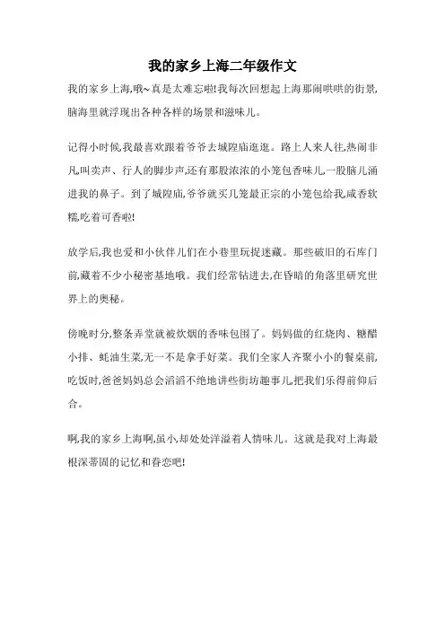 我的家乡上海二年级作文