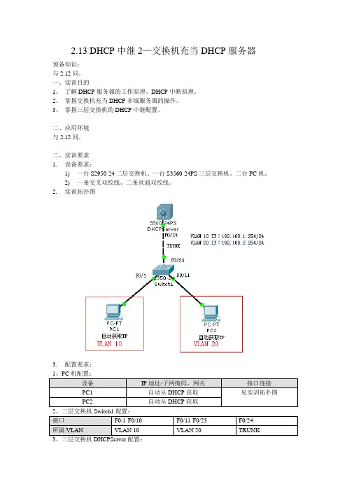 2.13 DHCP中继2—交换机充当DHCP服务器