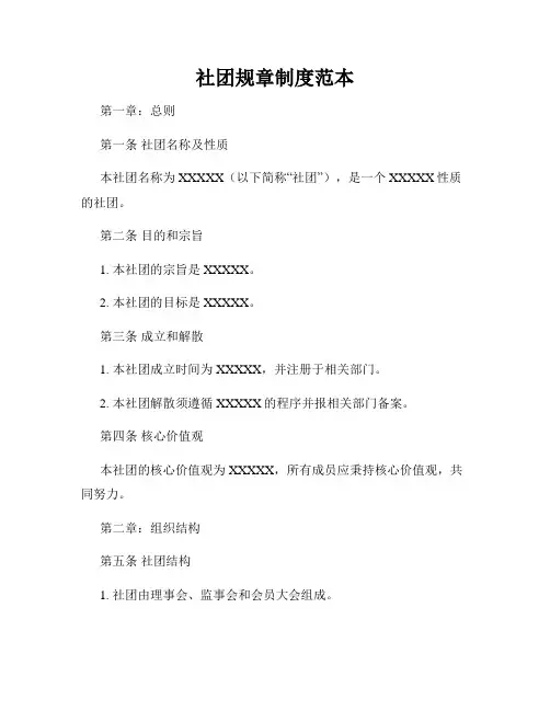社团规章制度范本