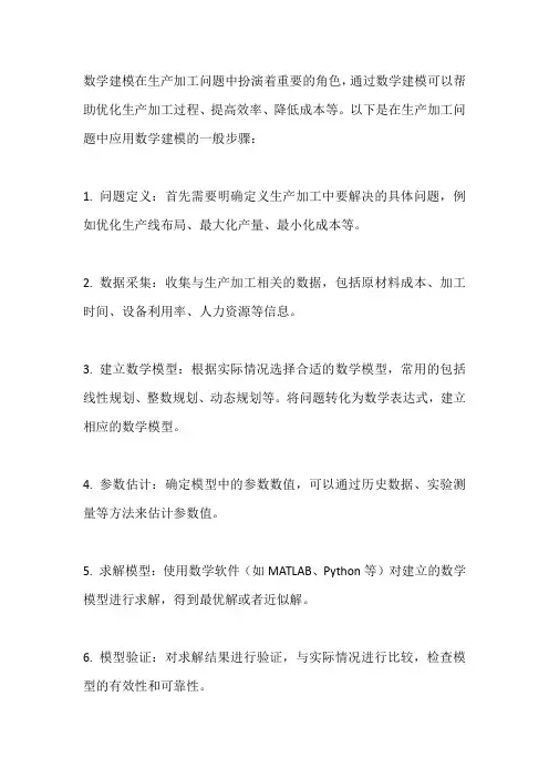 数学建模生产加工问题