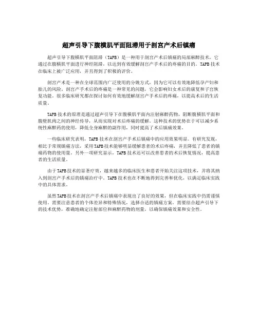 超声引导下腹横肌平面阻滞用于剖宫产术后镇痛