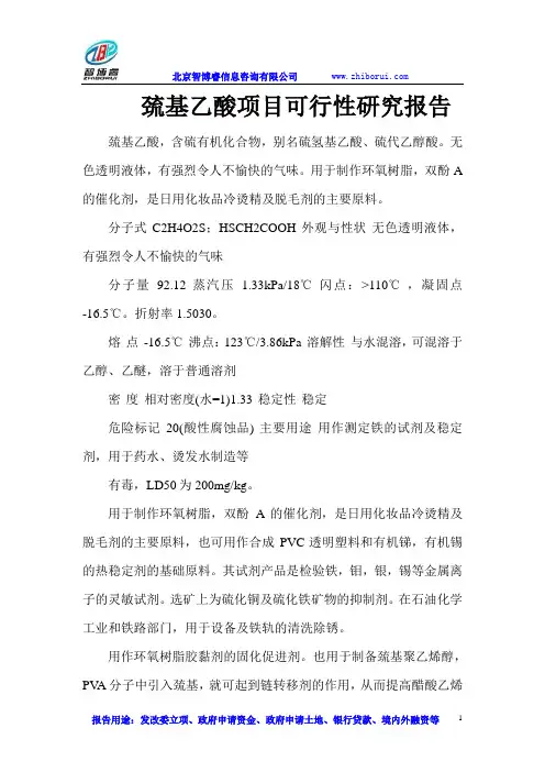巯基乙酸项目可行性研究报告