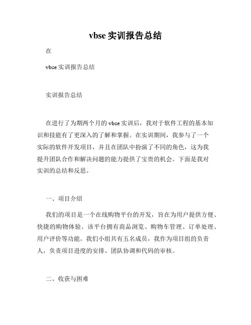 vbse实训报告总结