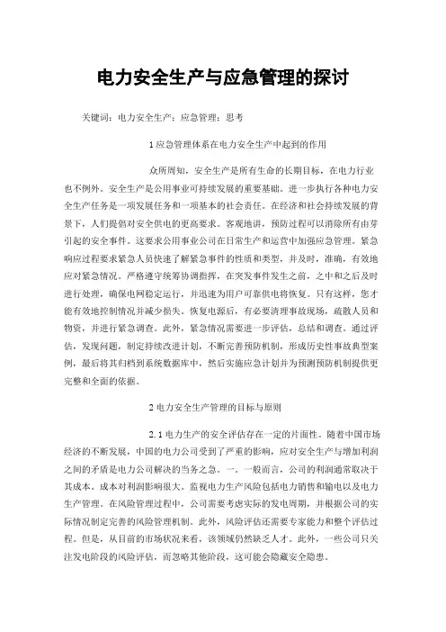 电力安全生产与应急管理的探讨