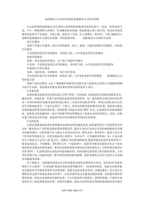 旅游服务公司的经营范围-旅游服务公司经营范围