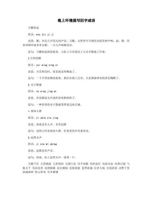 晚上环境描写四字成语