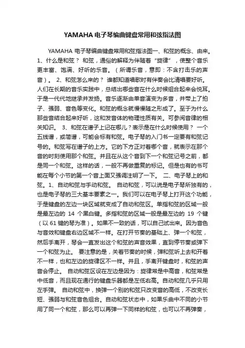 YAMAHA电子琴编曲键盘常用和弦指法图