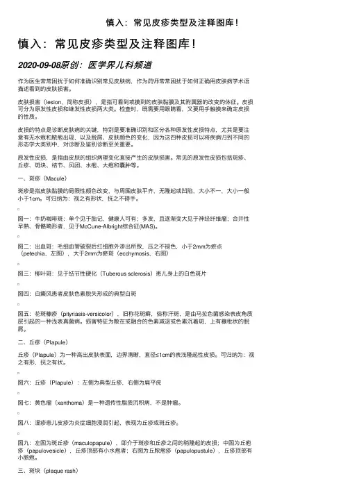 慎入：常见皮疹类型及注释图库！