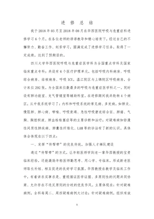 (完整版)华西进修报告+PCCM建设标准