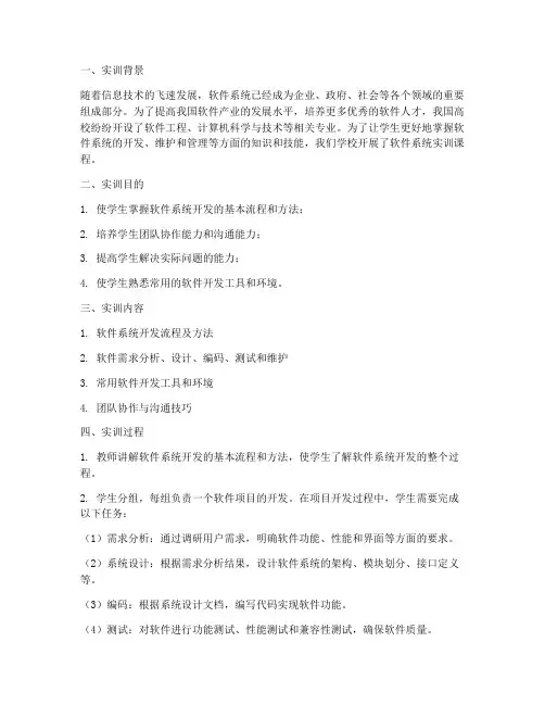 软件系统实训报告