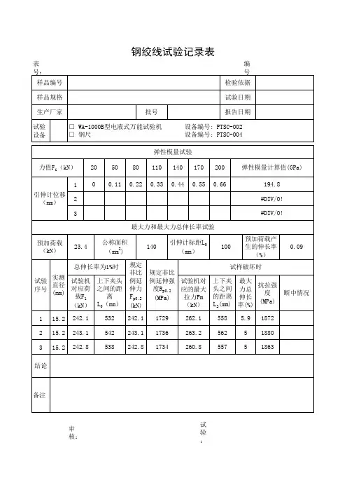 钢绞线试验记录表1