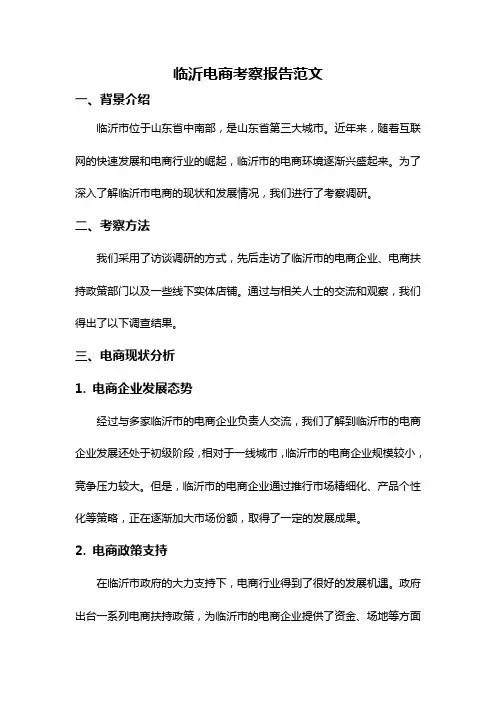 临沂电商考察报告范文