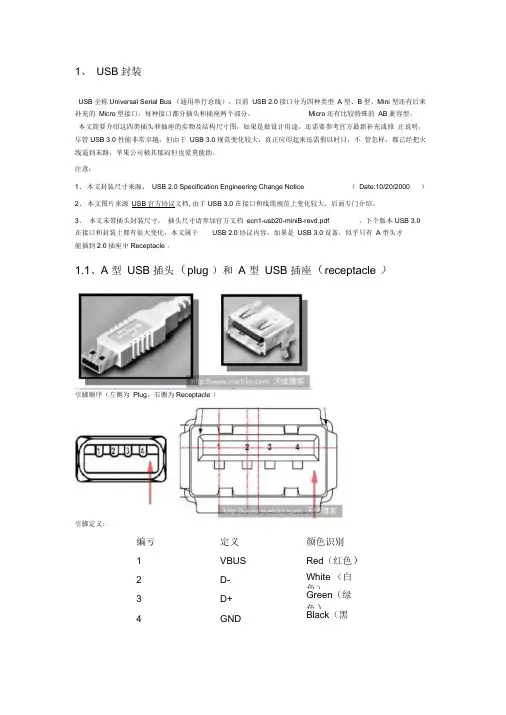 USB20A型、B型、Mini和Micro接口定义及封装