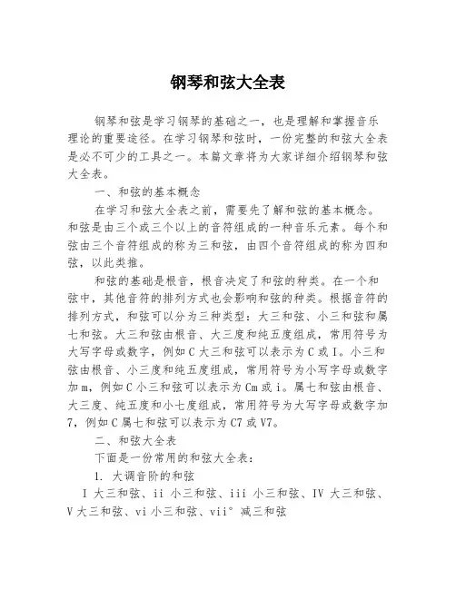 钢琴和弦大全表