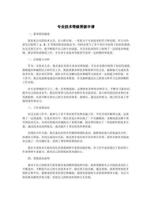 专业技术等级晋级申请