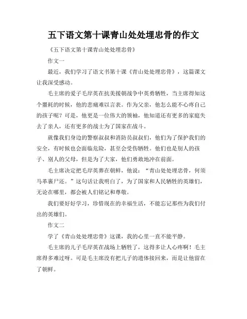 五下语文第十课青山处处埋忠骨的作文