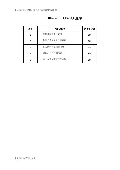 ceac office(excel)excel+题库+-说课讲解