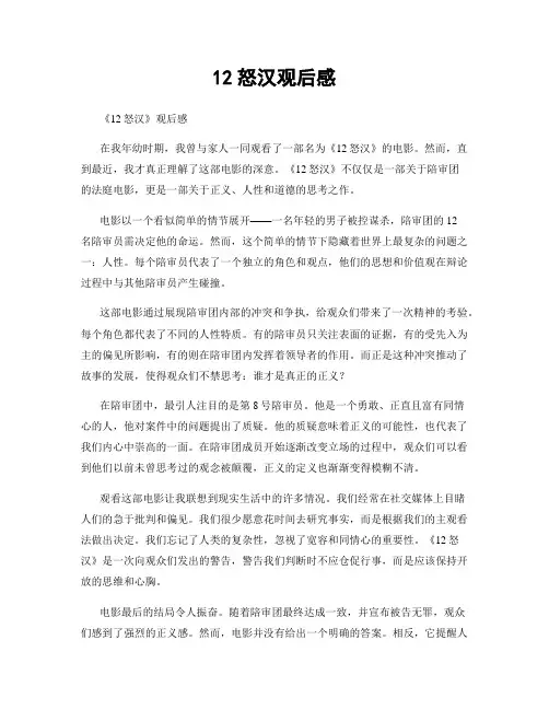 12怒汉观后感
