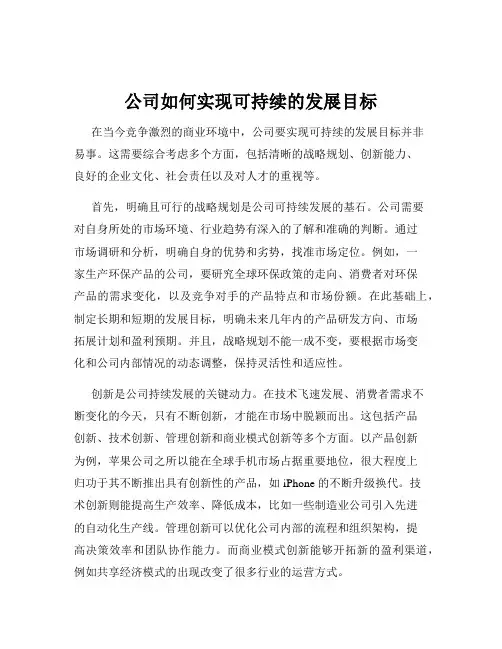 公司如何实现可持续的发展目标