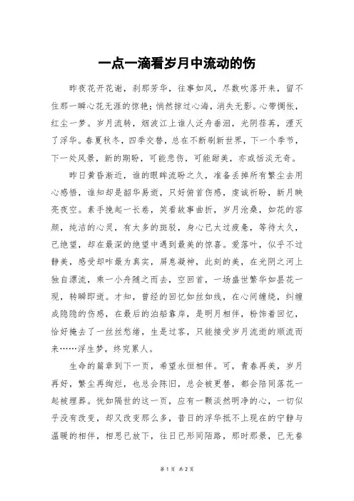 一点一滴看岁月中流动的伤_高二作文