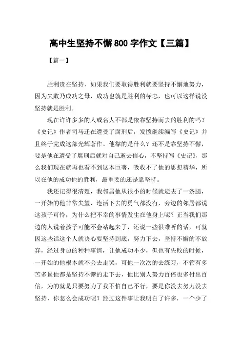 高中生坚持不懈800字作文【三篇】