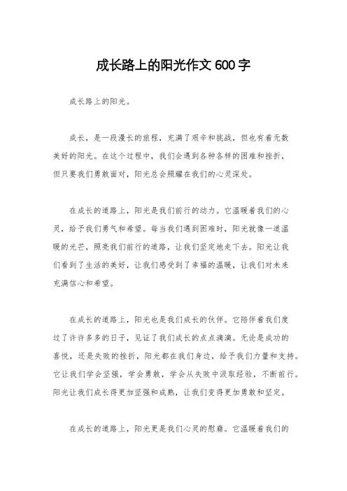 成长路上的阳光作文600字