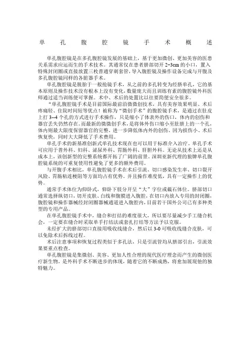 单孔腹腔镜手术概述