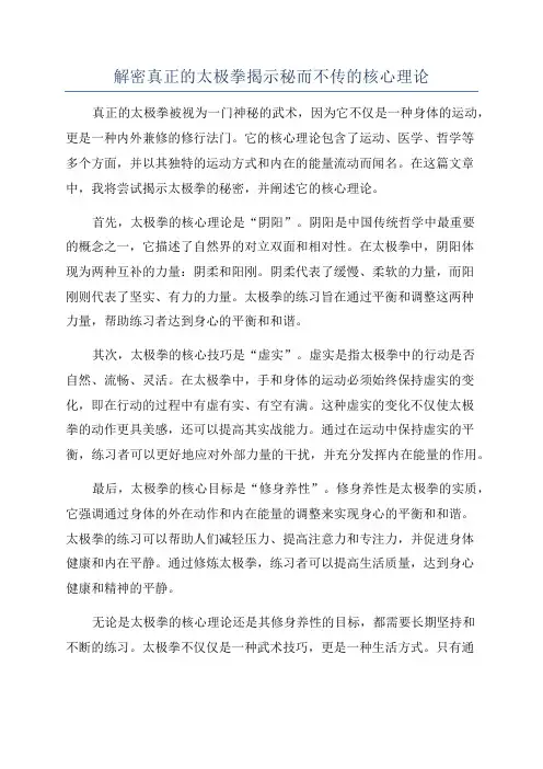 解密真正的太极拳揭示秘而不传的核心理论