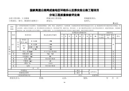 完整word版,公路工程 质量检验评定表 路基工程