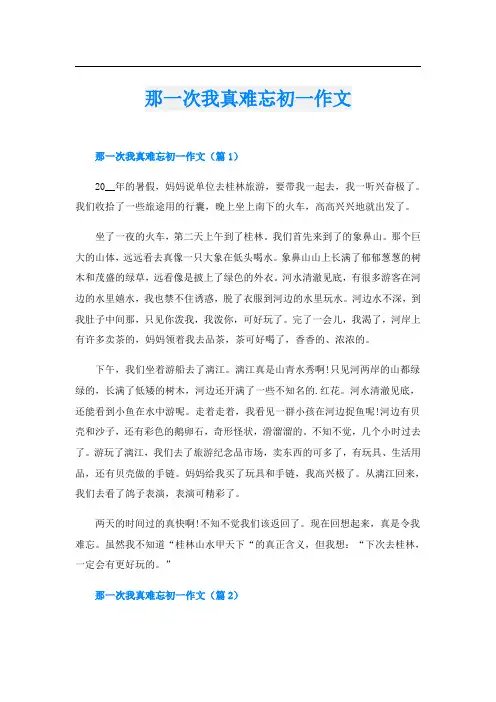 那一次我真难忘初一作文