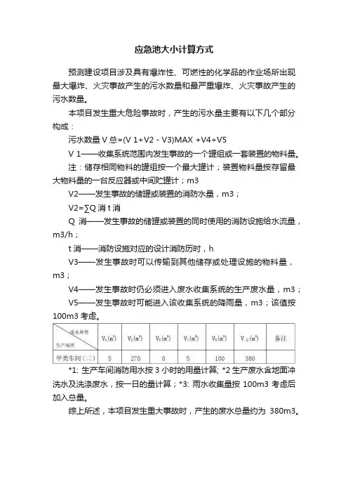 应急池大小计算方式