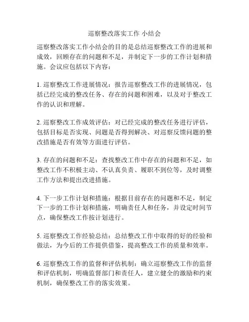 巡察整改落实工作 小结会