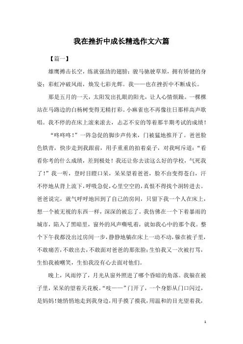 我在挫折中成长精选作文六篇