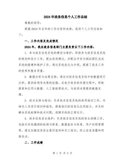 2024年政务信息个人工作总结