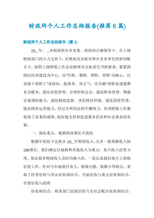 财政所个人工作总结报告(推荐6篇)
