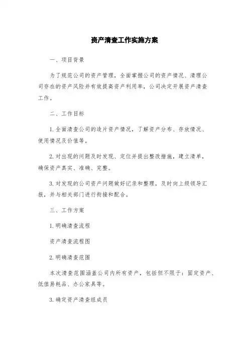 资产清查工作实施方案