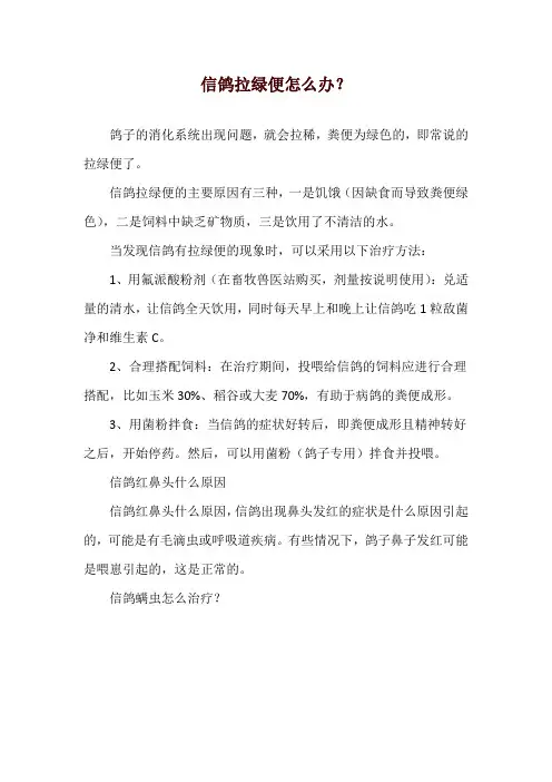 信鸽拉绿便怎么办？