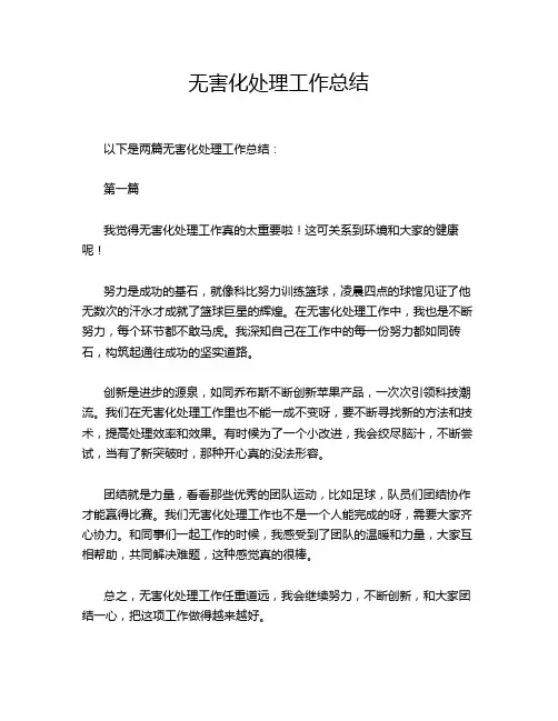 无害化处理工作总结