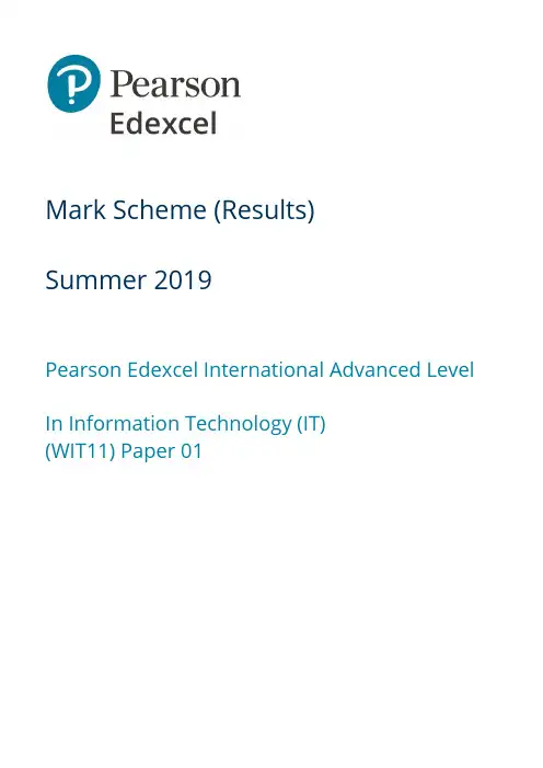  Pearson Edexcel International Advanced Level 计算机信