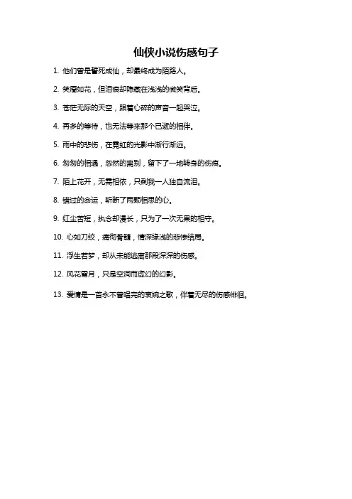 仙侠小说伤感句子