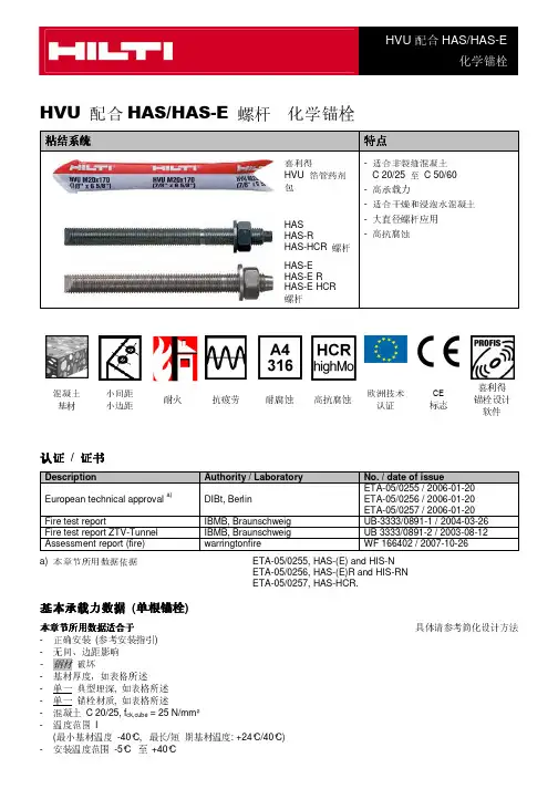 喜利得化学锚栓官方性能HVY