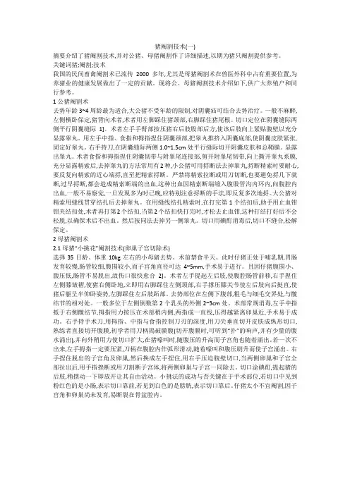 猪阉割技术(一)