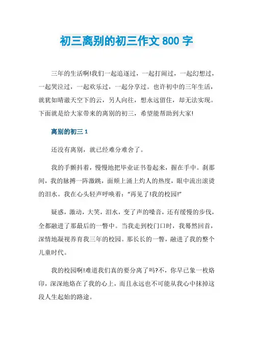 初三离别的初三作文800字